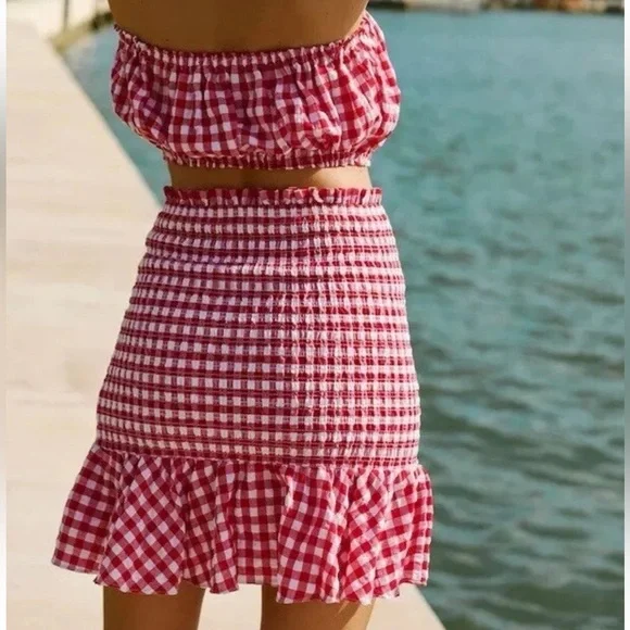 Mable by Anthropologie Gingham Plaid Skirt & Top Set, NWT - Picture 9 of 9